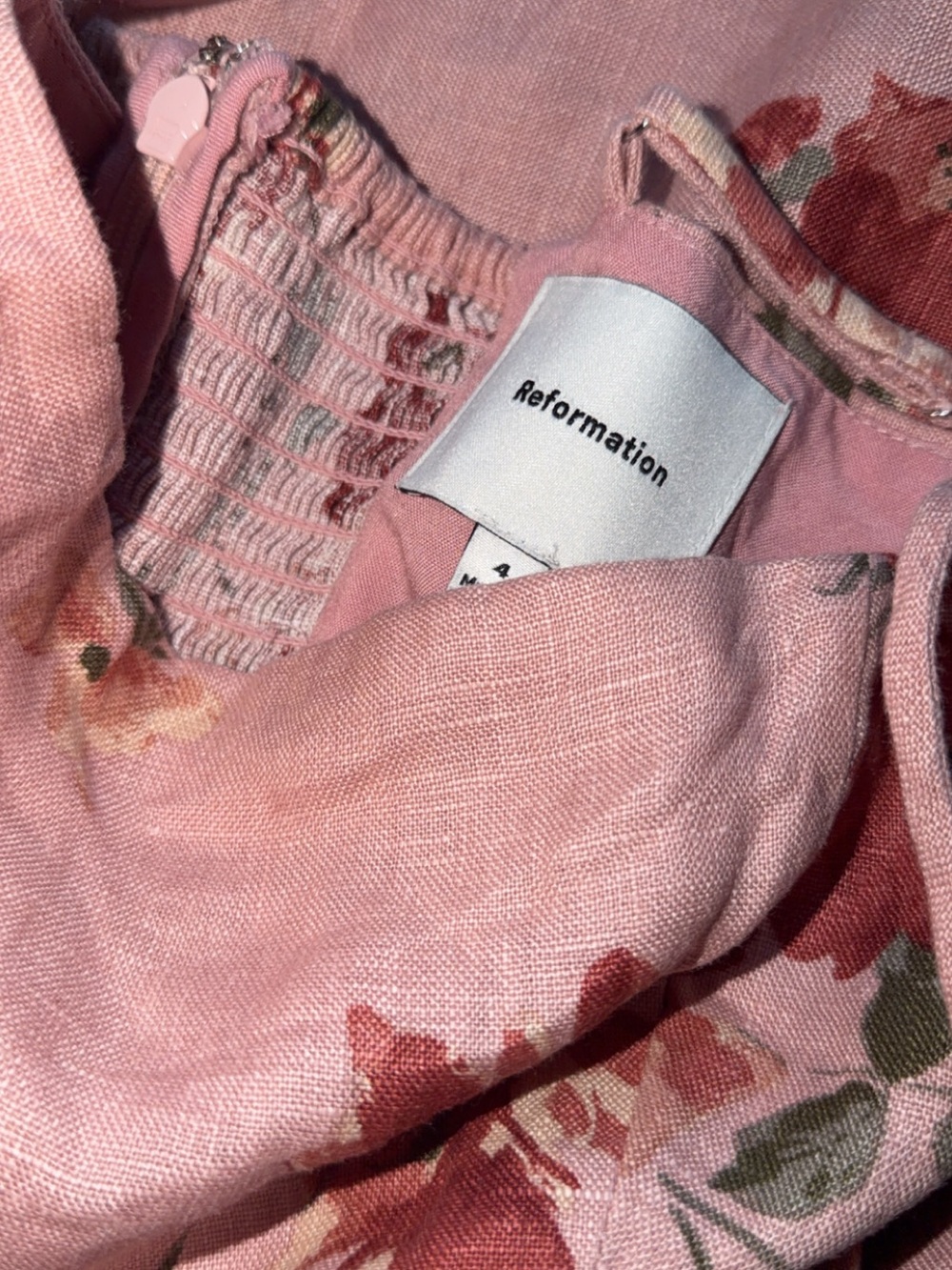 Reformation Floral Pink Midi Dress with Spaghetti Straps - Picture 5 of 5